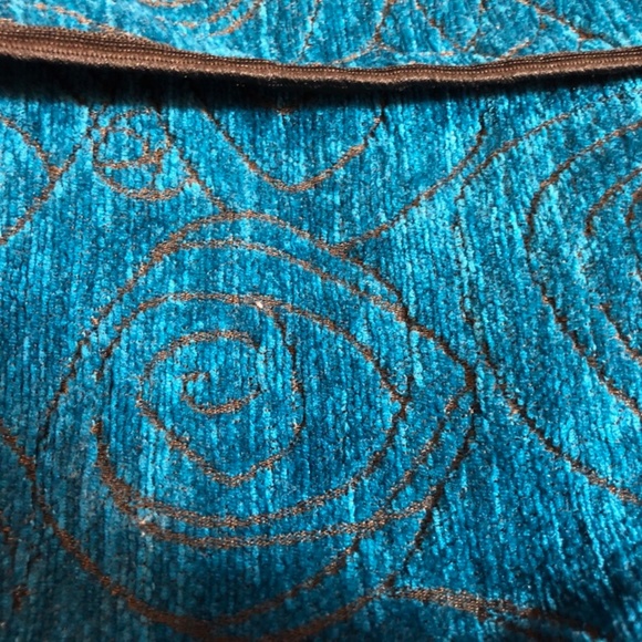 Bright teal handmade cloth shoulder bag - Picture 4 of 7